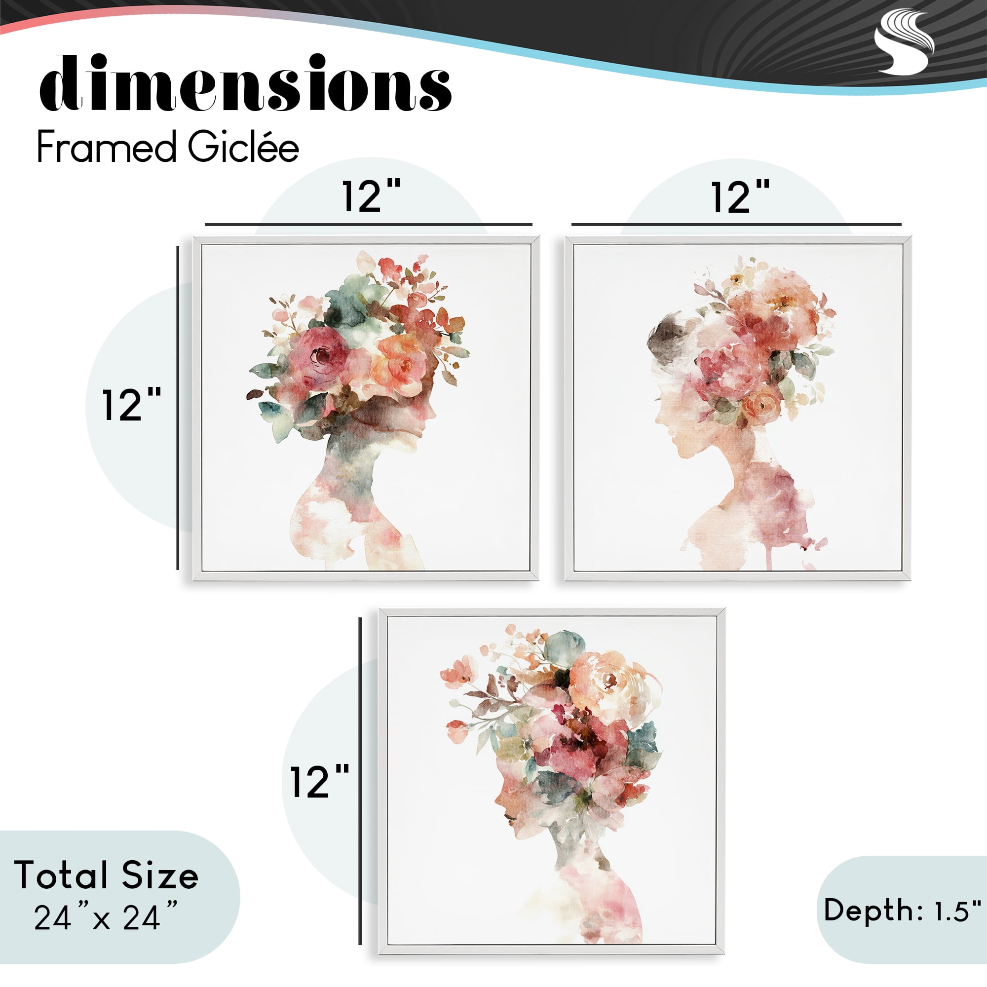Stupell Industries Floral Dreamscape Portraits 3 Piece White Framed Giclee Art Set, design by Svetlana Aleynikova
