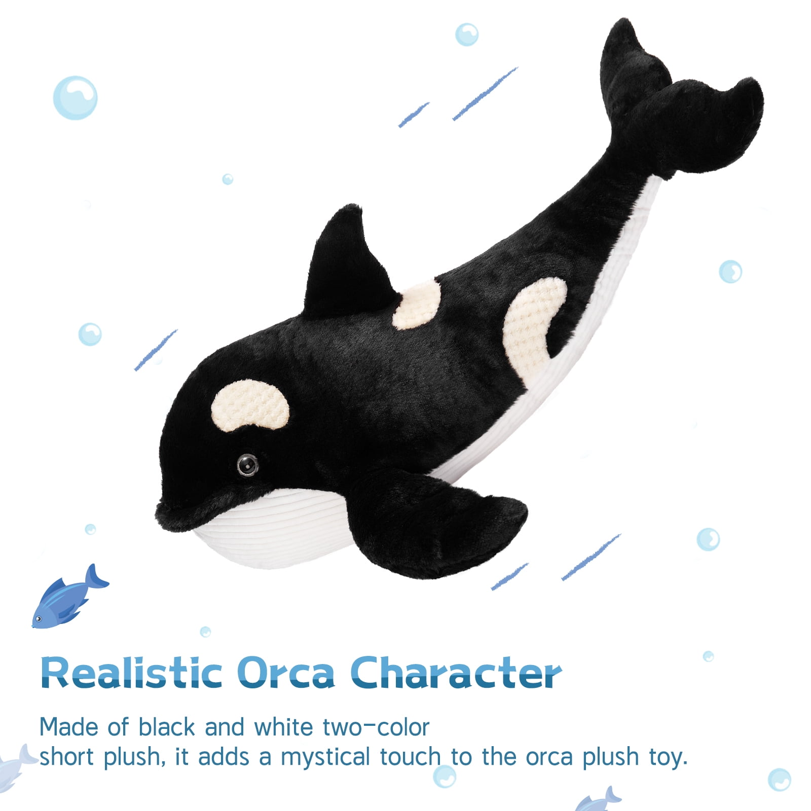 MaoGoLan 31'' Orca Stuffed Animal Big Whale Body Pillow Toy