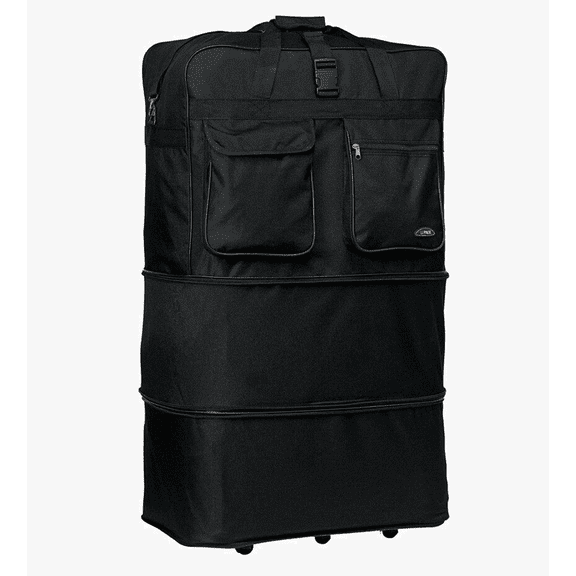 30 inch Wheeled Spinner Suitcase Luggage Expandable Rolling Duffel Bag Black