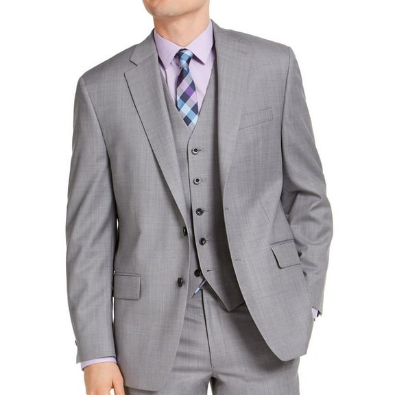 Michael Kors Mens Modern Fit Airsoft Stretch Two Button Blazer Jacket, Grey, 40 Short