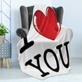 thumbnail image 4 of I Love You Soft Flannel Fleece Throw Blanket, Valentines Message Birthday Best Friends Love Celebration Together Theme, Cozy Plush for Indoor and Outdoor Use, 60" x 80", Red White Black, by Ambesonne, 4 of 5
