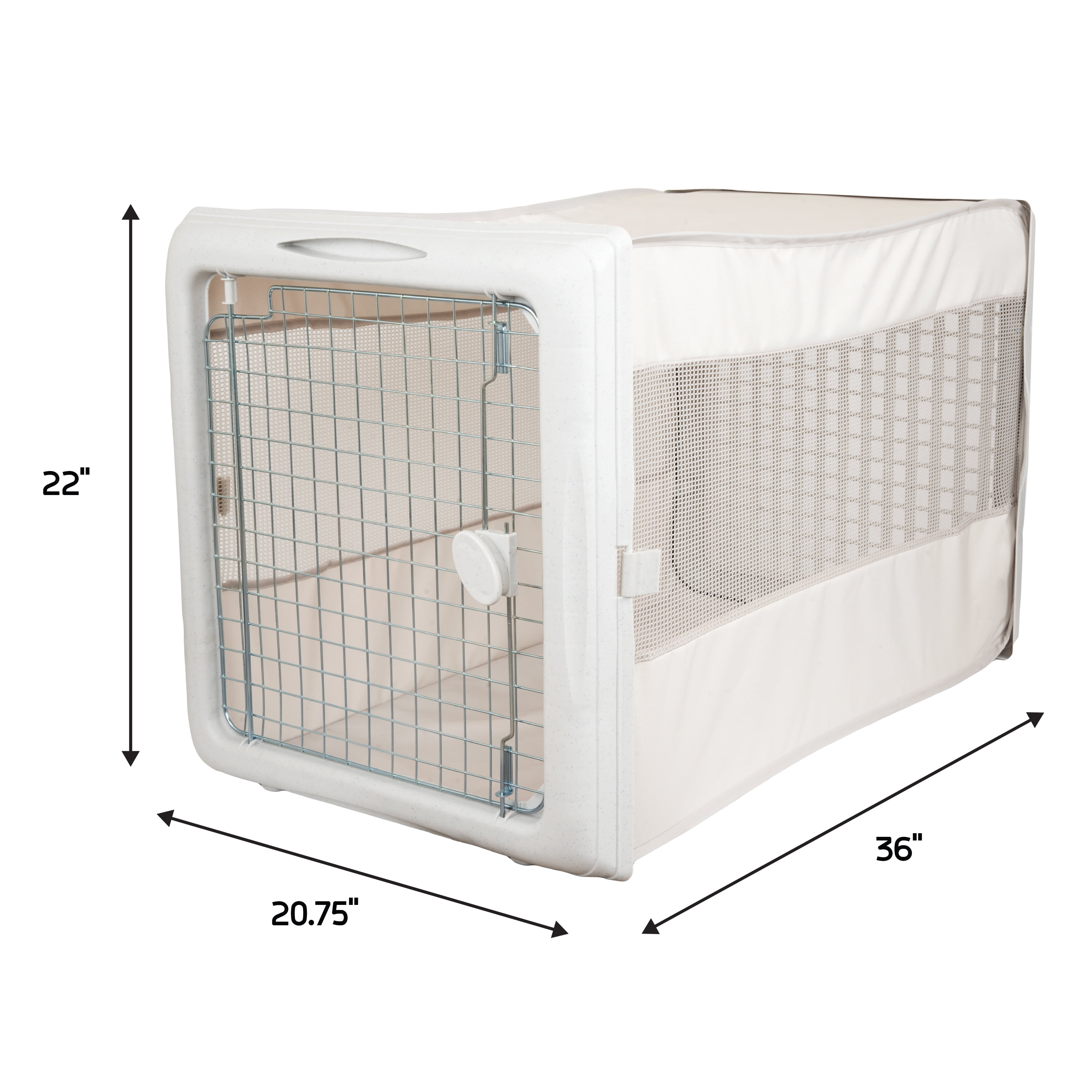 SportPet Large Pop-Crate Foldable Plastic Travel Kennel for Dogs with Ventilated Side Panels