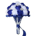 thumbnail image 6 of Royal Bridal Bouquet Handmade with Satin Roses & Pearls - Wedding Bouquet Holder for Bride and Bridesmaids, Rhinestone Wedding Flower Arrangements in Ivory White, 6 of 6