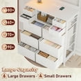 thumbnail image 3 of EnHomee White Dresser for Bedroom with Open Shelves 10 Drawers Dresser with Charging Station and LED Lights,Fabric Dressers & Chests of Drawers, 3 of 7