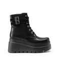 thumbnail image 4 of BURUDANI Women Chunky High-Heel Platform Combat Ankle Boots Goth Lace-Up Motorcycle Booties, 4 of 7