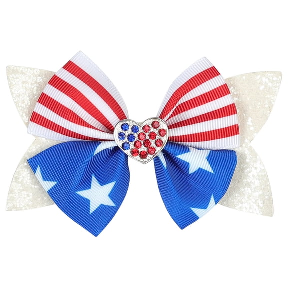 Staki 4th of July Hair Bows for Girls Red White Blue USA Hair Bow Clips Patriotic Fourth of July Independence Day Accessories Party Favors USA Red,Red