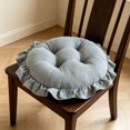 thumbnail image 6 of Steadline Round Chair Cushion,Ruffled Edge Tufted Seat Pad With Anti Slip Base,Soft Padded Chair Mat For Dining Furniture Bedroom Vanity Window Stool And Household Indoor Decoration(Gray), 6 of 7