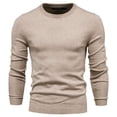 thumbnail image 4 of Mens Crew Neck Sweatshirt Knitted Sweater Lightweight Long Sleeve Pullover Athletic Lounge Top Pullover Sweatshirts Fall Sweaters Casual Slim Regular Fit, Khaki (Medium), 4 of 5