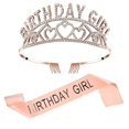 thumbnail image 1 of Birthday Tiara Rhinestone Decorative Party Crown with Party Sash for Girls, 1 of 10