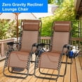 thumbnail image 4 of DODOING 2 Packs Zero Gravity Lounge Chair, Ultralight Camping Chair Portable Support 330Lbs Lounge Chair, Folding Patio Recliner, Deck Chair for Outdoor Garden Backyard,Brown Loung, 4 of 6