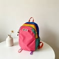 thumbnail image 4 of ashion Color-Block Backpack, Rainbow Trim Casual Bookbag, Breathable Fabric Backpack with Reinforced Zippers, Cute Lightweight Nylon Daypack for Daily Commute and Weekend Trips, Pink, 4 of 7