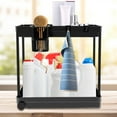 thumbnail image 3 of Under Sink Organizer 2 Tier Cabinet Organizer Rack with 4 Hooks and Hanging Cup Space Saving Storage Shelf Multi-Purpose Under Sink Storage Rack with Wheels for Bathroom Kitchen Counterto, 3 of 6