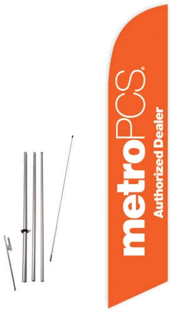 Black MetroPCS Authorized Dealer Feather Banner Swooper Flag FLAG ONLY 