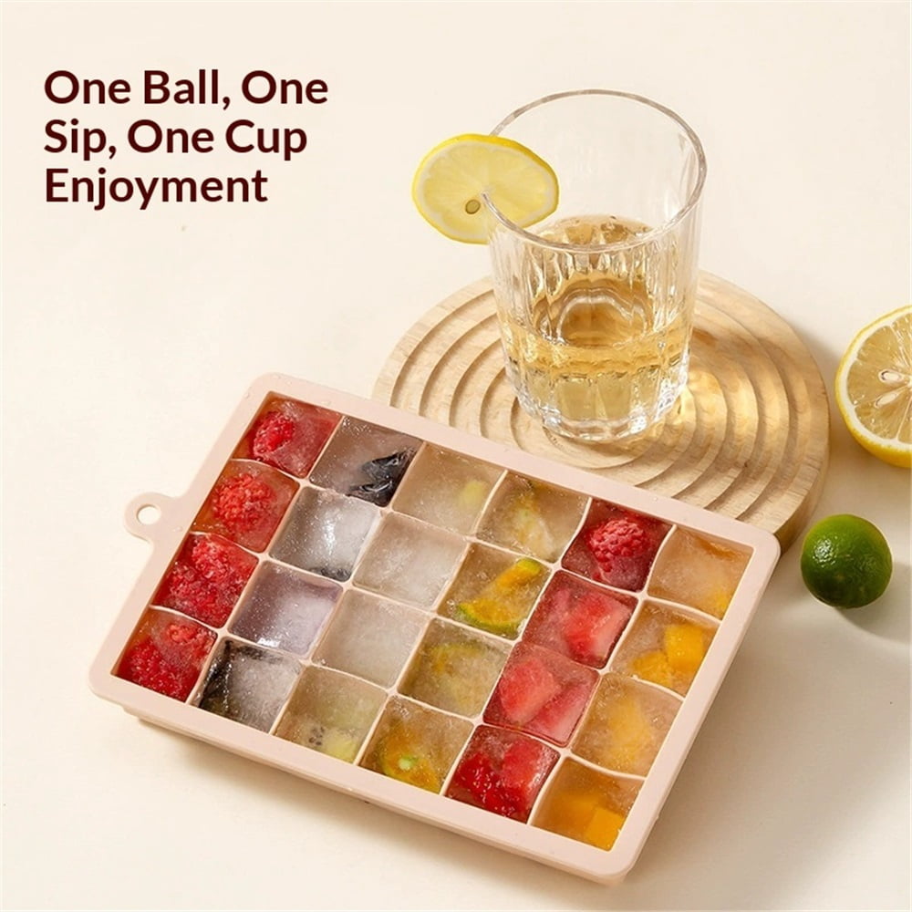 Ice Cube Tray – Small Silicone Molds with Lids, BPA-Free and Flexible for Cocktails and Beverages – Set of 2 24 grid silicone ice cube mold in pink
