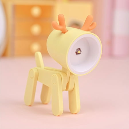 

amousa LED Student Cute Night Light Mini LED Desk Lamp Phone Holder Dog/Deer Shape Night Light Adjustable Phone Stand