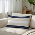 thumbnail image 3 of Navy Beige Striped Standard Size Pillow Cover, Pillowcase Protectors with Zipper, Breathable Decorative Throw Pillow Case Cover, Gradient Geometric Blue White Pillow Shams for Couch Sofa 20x26Inch, 3 of 8
