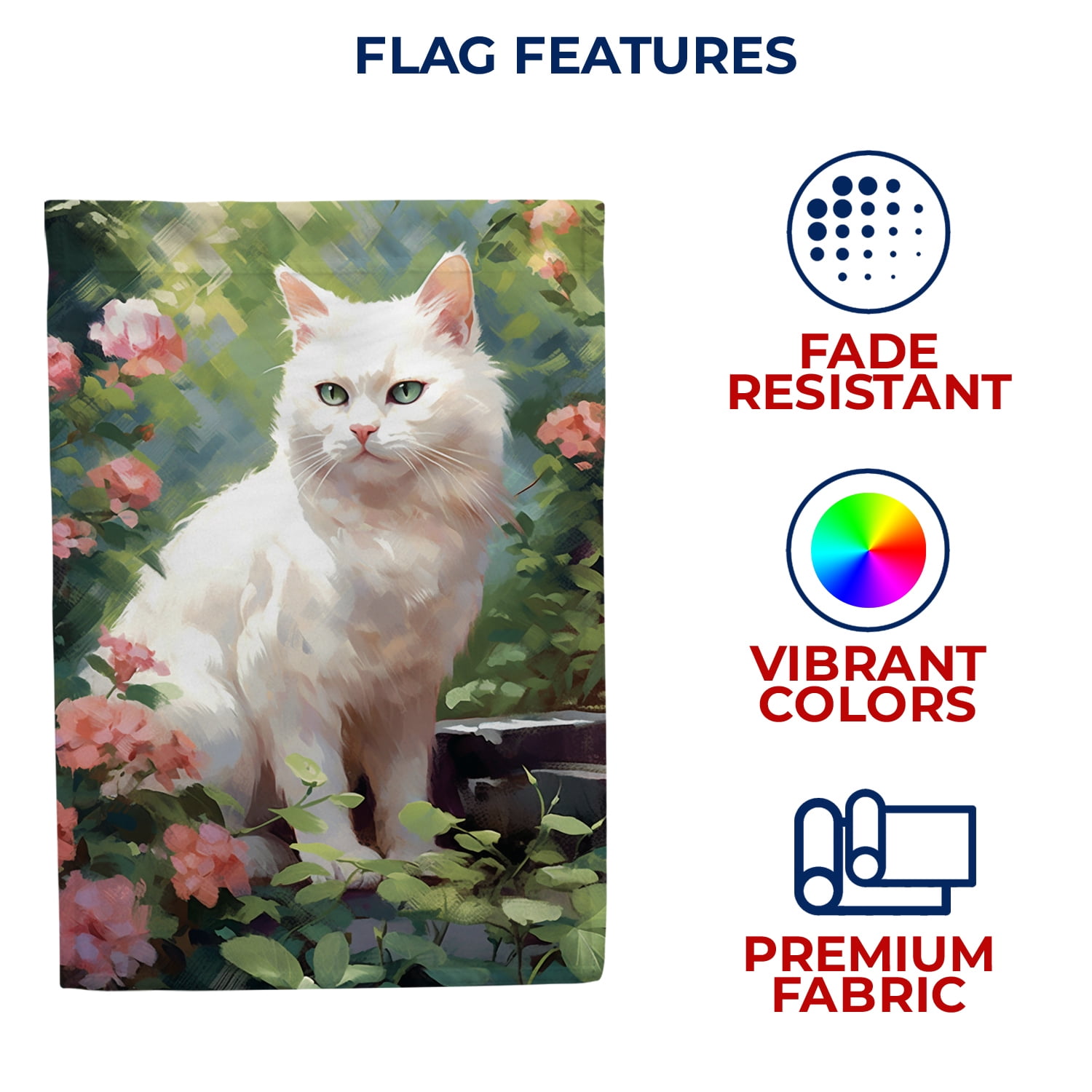 America Forever Spring White Cat House Flag 28 x 40 inch Double Sided Kitty Pink Floral Summer Spring House Flag for Outdoor Cat Flag Yard Decoration