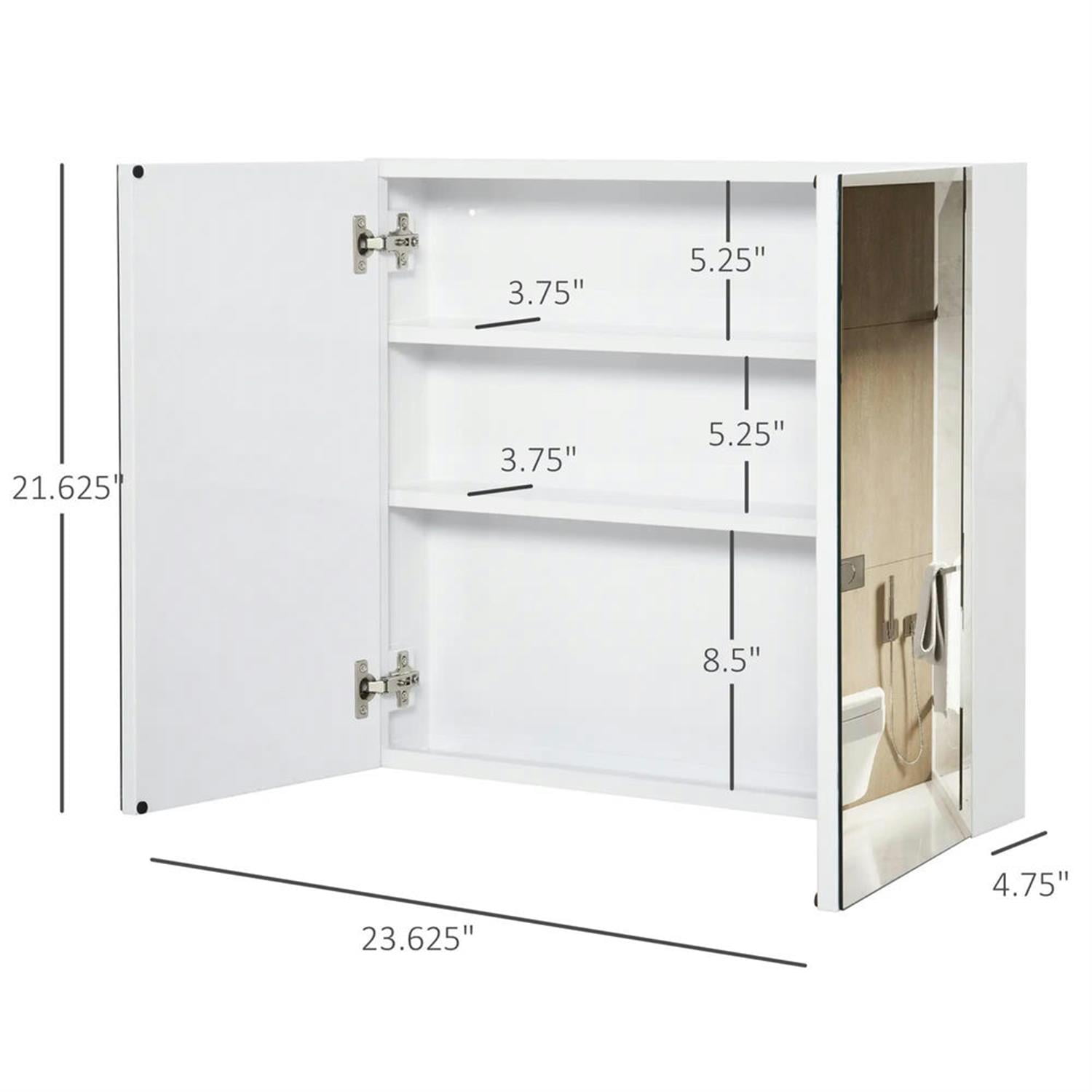 Demi Bonn Medicine Cabinet 24"x22" Steel Frame, Double Door Wall Mount, Bathroom Storage for Spacious Organizer, White