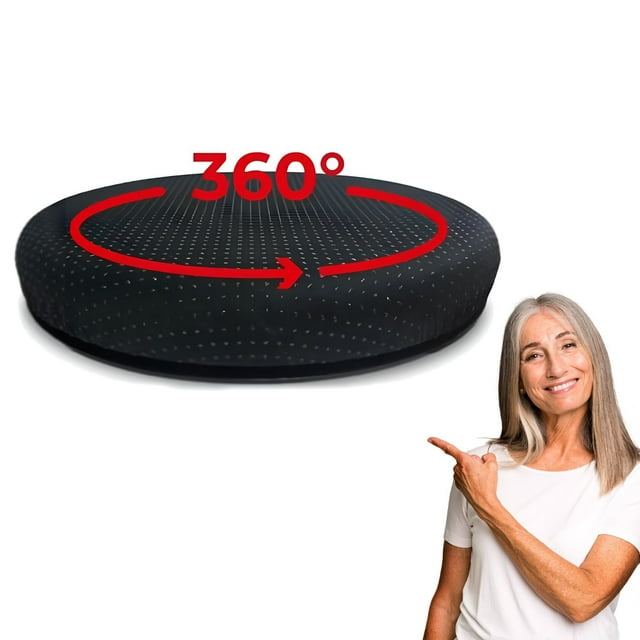 Cojín Giratorio 360° de Memory Foam para Adulto Mayor | Asiento Ergonómico Antideslizante | Alivio de Espalda, Caderas y Rodillas | Ideal para Coche, Hogar y Oficina | Funda Lavable 39x5 cm
