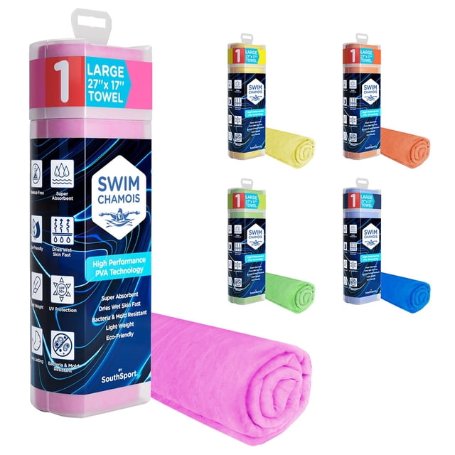 South Sport Swim Shammy Toalla de playa de secado rápido – Toalla de natación súper absorbente – Tela sin arañazos Toalla de secado rápido para camping RV