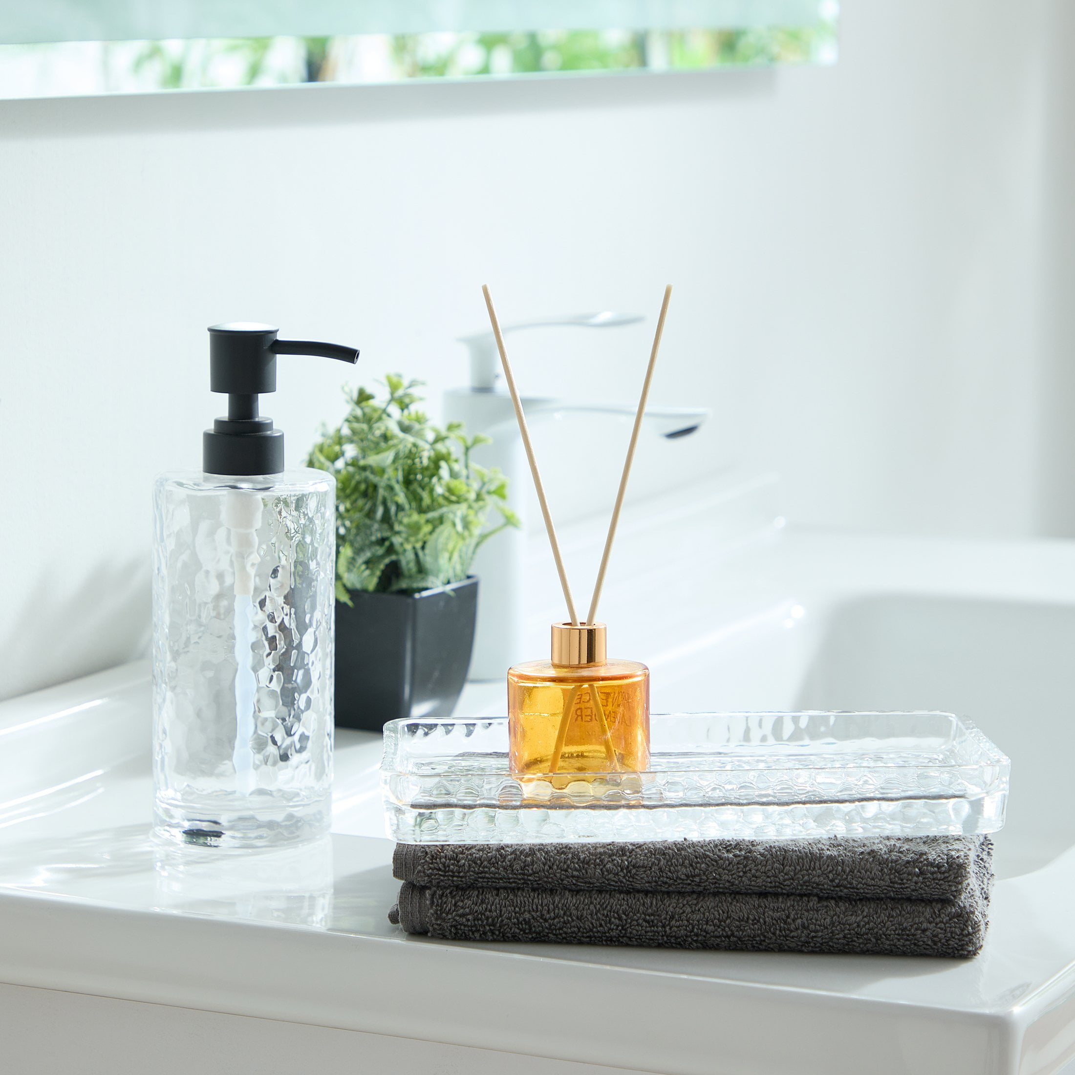 Better Homes & Gardens Classic 3-Piece Hammered Glass, Steel Bathroom Canister Sets