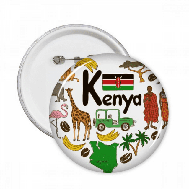 Kenya Love Heart Landscap National Flag Pins Badge Button Emblem Accessory Decoration 5pcs