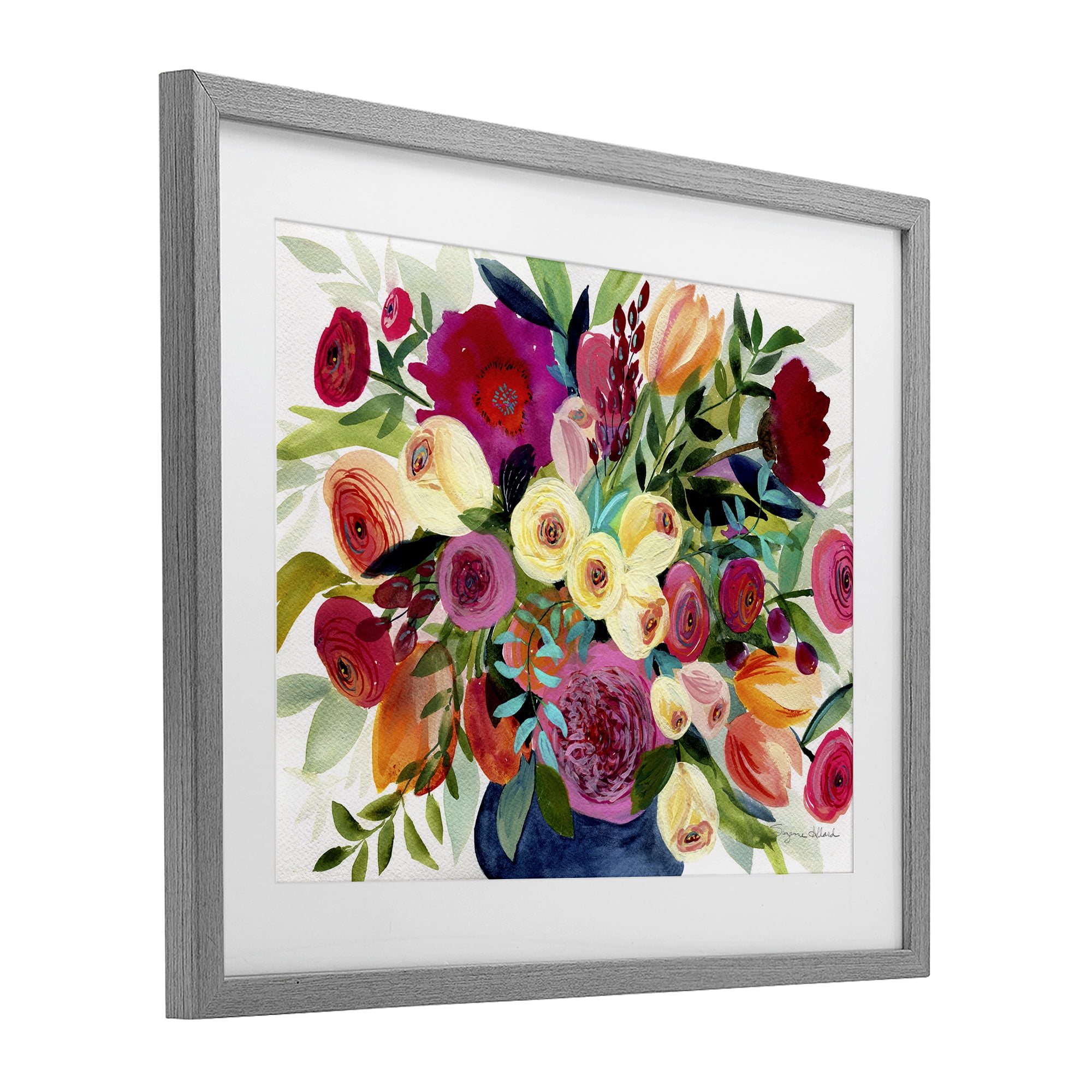 Stupell Industries Morning Joy Bouquet Gray Framed Print Under Glass, design by Suzanne Allard