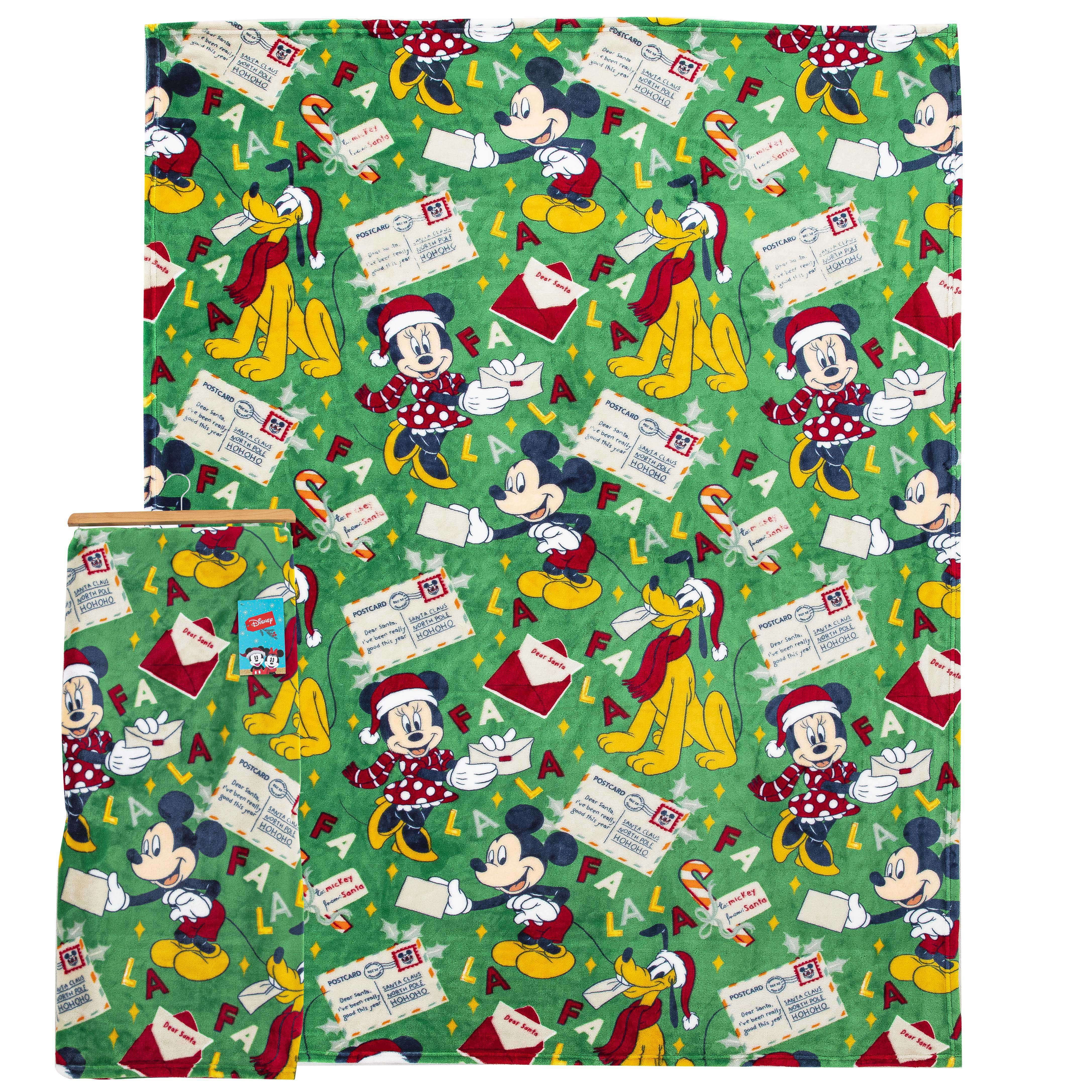 Mickey Mouse Dear Santa Disney Kids Silk Touch Throw Blanket, 50 x 70 inches Green