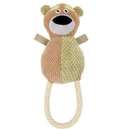 UPC: 0858342750936 | Pet Life ® Huggabear Natural Jute Squeaking and Tug Plush Dog Toy