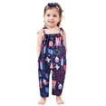thumbnail image 2 of AJTQTH Dinosour Print Playsuit for Girls Summer Casual Kids Sleeveless Rompers Cute Spaghetti Straps Bowties Loose Comfortable Fit Clothes Dark Blue 6 Years, 2 of 4