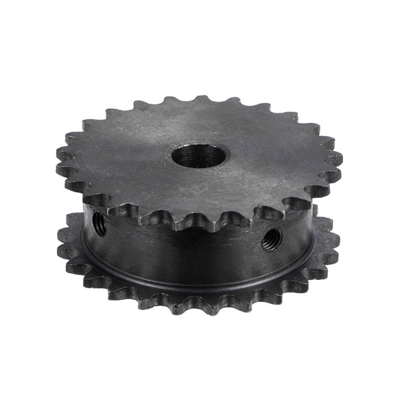 Engranaje de 25 dientes Uxcell, doble cadena de paso de 1/4" con agujero de 10mm de acero al carbono