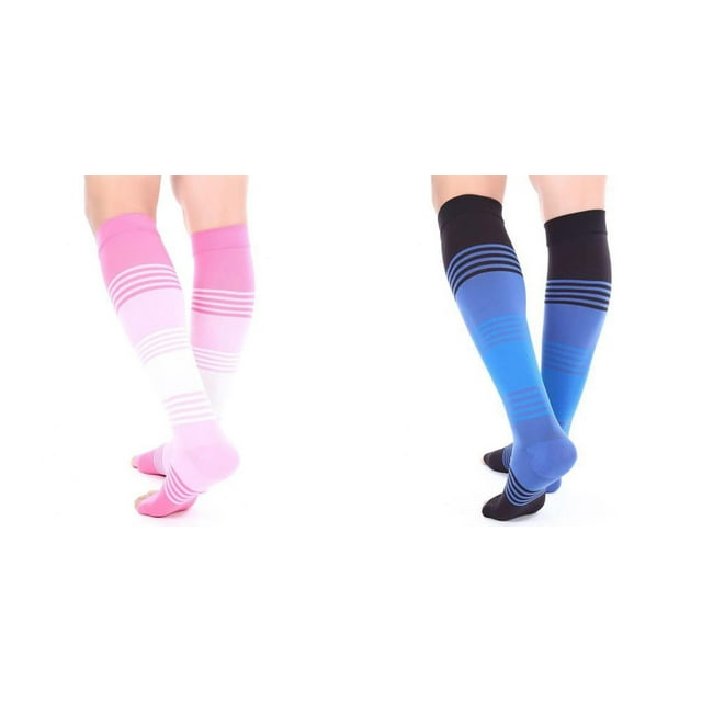 Multicolor Stockings Women's Open Toe Graduated Compression Socks Firm Pressure Quality Ladies Knee High Toeless Support Stockings Circulation Hose