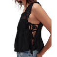 thumbnail image 3 of Women Lace Vest Tanks Y2K Sleeveless Split Side Tie Tank Top Sheer Ruffle Shirt Summer Going Out Crop Tops Black L, 3 of 7