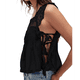 thumbnail image 3 of Camiseta Sin Mangas de Encaje Y2K para Mujer, con Abertura Lateral y Lazo, con Volantes Transparentes, Ideal para Salir de Verano Negro S, 3 of 8