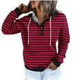 thumbnail image 4 of Scyoekwg Women'S Sweatshirts Fall Hoodies Casual Hooded Button Drawstring Sweatshirt Pocket Long Sleeve Trendy Pullover Tops Striped Printed Graphic Sweatshirt (Wine,M), 4 of 5