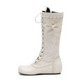 thumbnail image 6 of Dasayo Motorcycle Women Boots Low Heel Mid-Calf White Western Square Toe Lace up Side Zip Boots Womans Shoes 36, 6 of 9