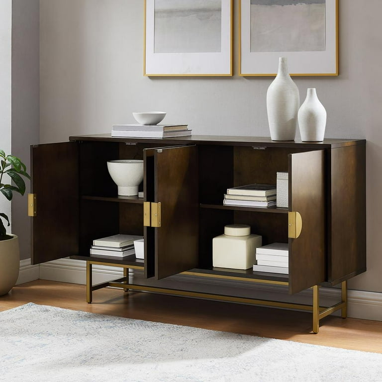 Crosley Furniture Blair Mid-Century Wood/Steel Sideboard in Dark