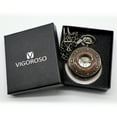 thumbnail image 5 of VIGOROSO Antique Retro Hand-winding Mechanical Wind Up Mens FOB Pocket Watch Bronze Wood Circle with Watches Box Chain, 5 of 5
