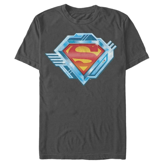 Men's Superman Logo Chrome Machine  Graphic Tee Charcoal Large