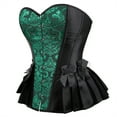 thumbnail image 2 of Grebrafan Corset Halloween Party Floral Pleated Trim Bustier Black Green L, 2 of 5