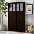 thumbnail image 3 of TMS 42” Wide Contemporary Tempered Glass Sliding Door Stackable Dining Room Sideboard, Espresso Brown Finish, 3 of 6