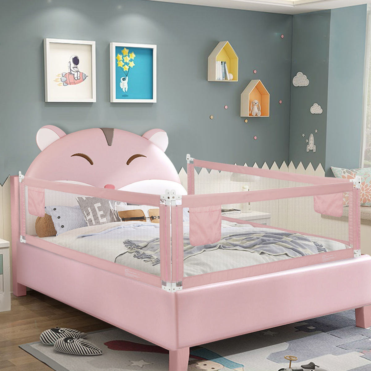 2 PACK Bed Rails for Toddlers 59"71"79" Extra Long Baby Bed Rail Guard with for Kids Twin