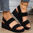 thumbnail image 2 of Mepaouo Women's Platform Sandals Comfortable Open Toe Ankle Strap Summer Wedge Walking Shoes Black 7.5, 2 of 5