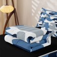 thumbnail image 5 of Erosebridal Modern Camouflage Zipper Queen Comforter Set with Fitted Sheet and 2 Pillowcases for Boys Men, Navy Abstract Camo Print Zipper Bedding Set, Black Reversible, 4pcs, 5 of 7