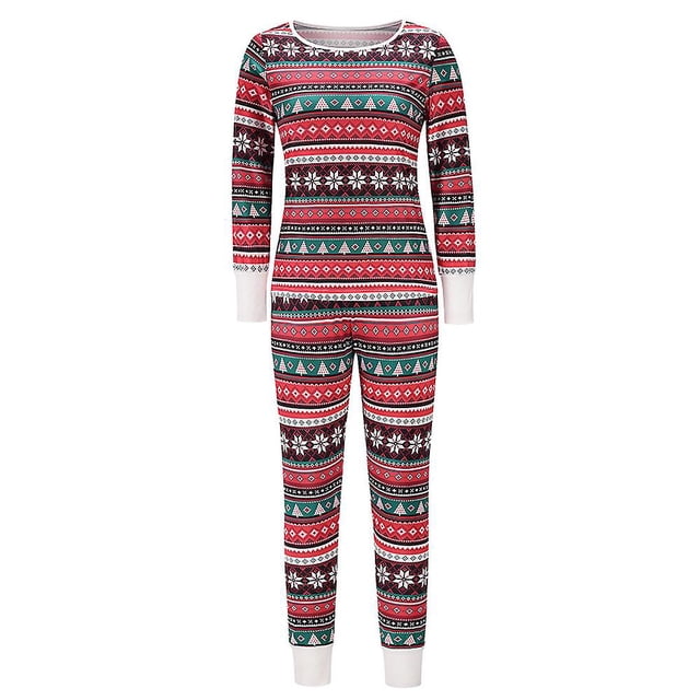 Femmes Pyjamas de Noël Ensemble Noël Imprimé Col Rond Tops Pantalons Vêtements de Nuit Pjs Tenue