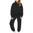 thumbnail image 4 of Girls 2 Piece Sweatsuit Set Long Sleeve Half Zip Sweatshirt Elastic Waist Jogger Sweatpant with Pockets Casual Tracksuit Outfits, 4 of 6