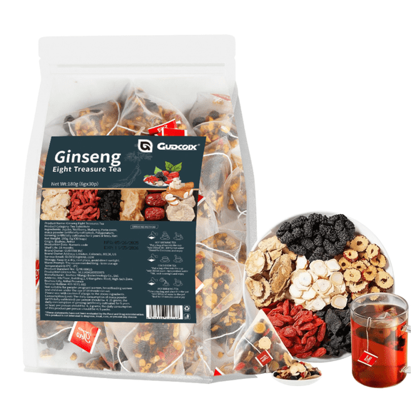 Eight Treasure Herbal Tea – Ginseng Goji Berry Blend, Traditional Wellness Tea, Daily Energy & Balance Support, Pack (30 sachets)
