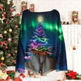 thumbnail image 5 of yardsong Xmas Trees Graphic Long Sleeve Pullover for Women - Boat Neck Imitation Ugly Christmas Sweater Holiday Tops Multicolor,XXL, 5 of 5