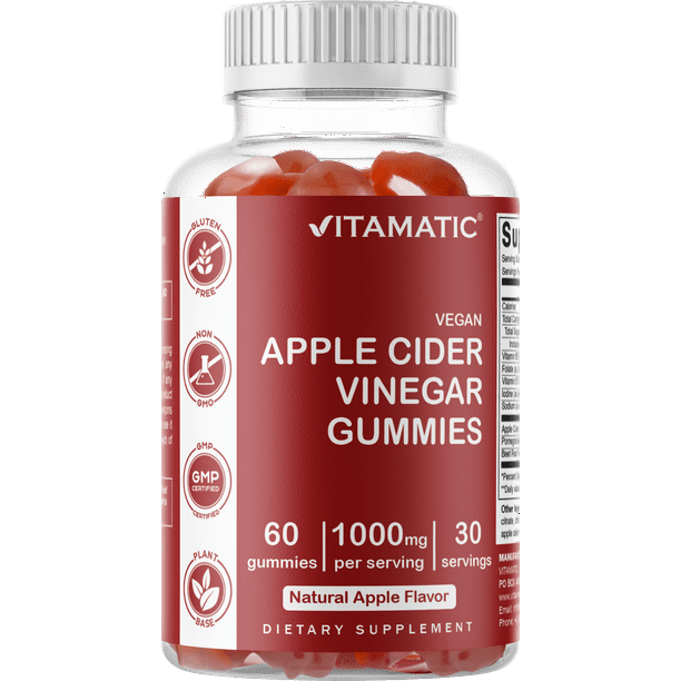 Vitamatic Apple Cider Vinegar Gummies 1000mg per serving 60 Vegan