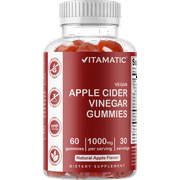 Vitamatic Apple Cider Vinegar Gummies - 1000mg per serving - 60 Vegan Gummies - ACV Gummies for Detox, Weight Loss Support, Energy Boost, Digestion & Gut Health